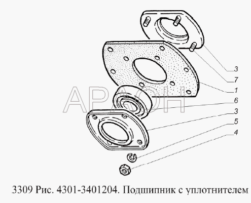 Подшипник с уплотнителем ГАЗ-3309 (Евро 2)
